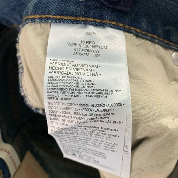 Levi's 505 Jeans Boys Junior Size 16 Blue Denim Straight Leg Regular 28x30” - Picture 11 of 14